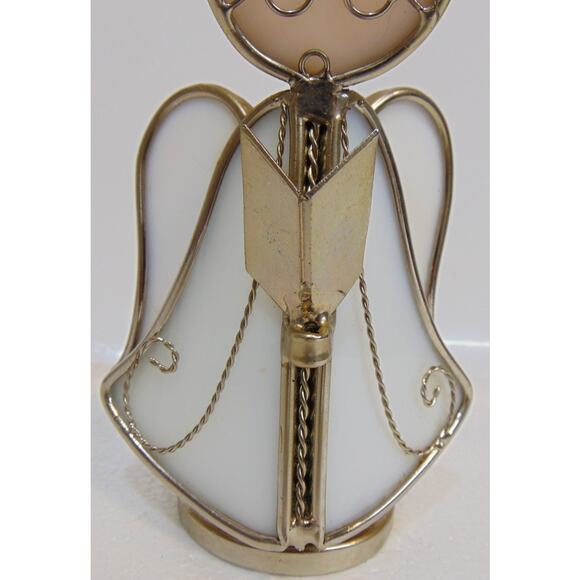Stained Glass Angel Choir Robe Wings 6" Paperweight White Gold tone Hymnal VTG - Picture 4 of 9